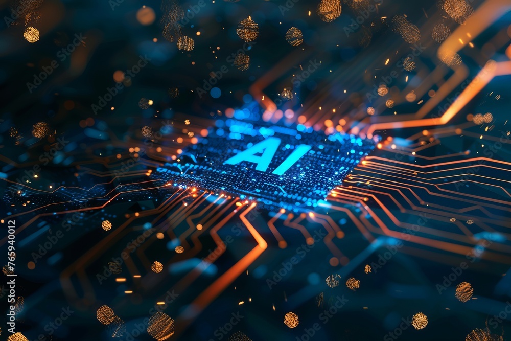 Poster interactive cpu security: shining ai icon protection