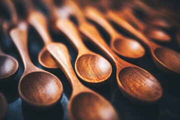 close up of wooden spoons - obrazy, fototapety, plakaty