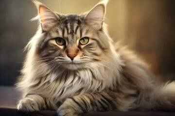 Fluffy siberian cat with beautiful eyes