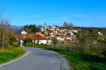Fototapeta na wymiar View of Pomjan village in Istria, Primorska, Slovenia