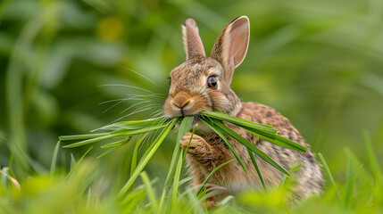 Naklejka na ściany i meble A Detailed Look at a Rabbit in its Natural Habitat