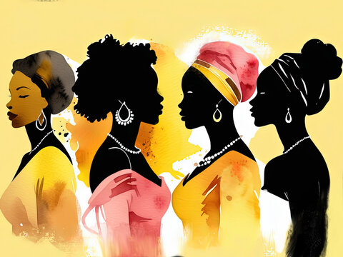 L&rsquo;illustration pr&eacute;sente une aquarelle sur fond jaune symbolisant l&rsquo;espoir et l&rsquo;autonomisation. Au premier plan, de gracieuses silhouettes de femmes repr&eacute;sentant la diversit&eacute;.

