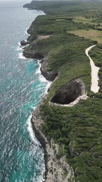Aerial video over Gueule Grand Gouffre in Marie Galante