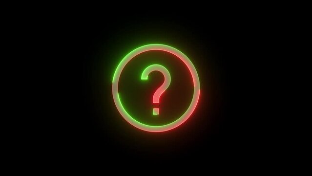 Neon unknown icon green red color glowing animation black background
