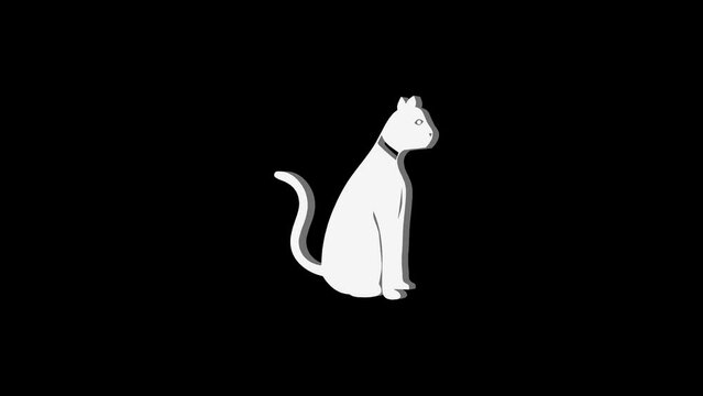 3d cat logo symbol loopable rotated white color animation on black background