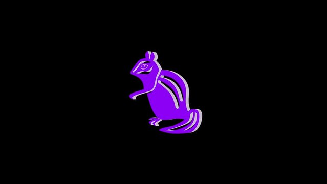 3d chipmunk logo symbol loopable rotated purple color animation on black background