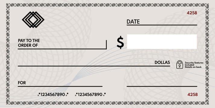 blank check with free space for writing. blank check - vector illustration