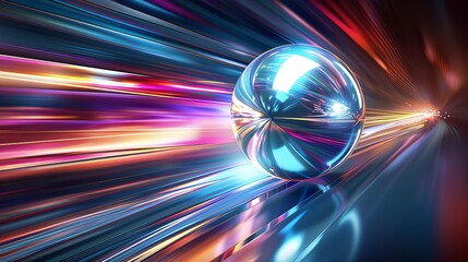 Silver pinball metal ball with abstract background.