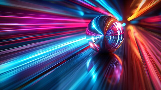 Silver pinball metal ball with abstract background.