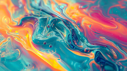 Vibrant Close-Up of Mesmerizing Fluid Art With Marble Effect - obrazy, fototapety, plakaty