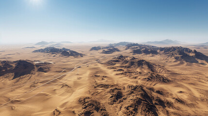 Fototapeta na wymiar Barren Desert Landscape with Winding Road
