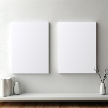 Vertical blank posters with a subtle wrinkled effect on a white canvas set against a textured background for a modern mockup display