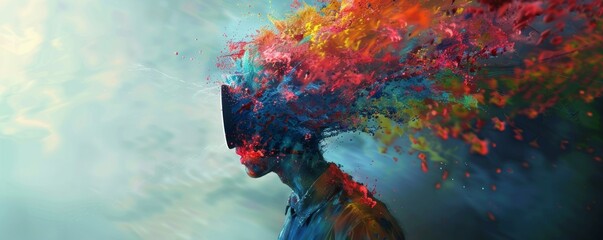 Explosion of Colors in Human Silhouette