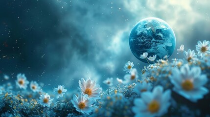 Obraz na płótnie Canvas Earth surrounded by daisies