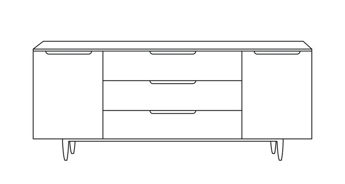 recommend clip art: Chest of drawers outline icon. Line art illustration of TV stand, dresser. Modern commode, furniture in scandinavian style for home interior. Linear vector illustration isolated on white background.