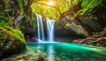 Nature that I want to save on my computer's desktop, waterfalls - obrazy, fototapety, plakaty