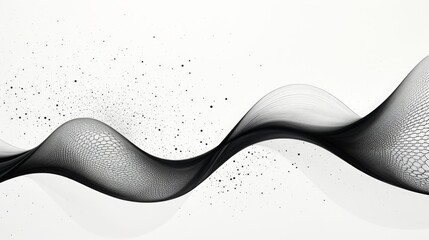 Abstract illustration of a flowing black pattern on a white background - obrazy, fototapety, plakaty