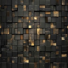 Dark black and Gold mosaic background. Modern dark abstract vector texture. Generative AI