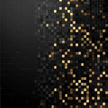 Dark black and Gold mosaic background. Modern dark abstract vector texture. Generative AI