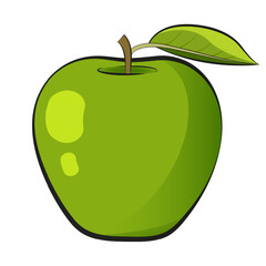 Fresh green apple fruit. Vector illustration isolated on white background
