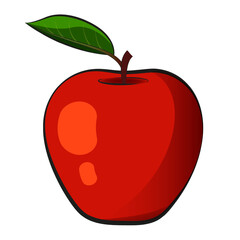 Fresh red apple fruit. Vector illustration isolated on white background