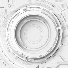 Grey white Abstract technology background with various technology elements Hi-tech communication concept innovation background Circle empty space for your text. Generative AI