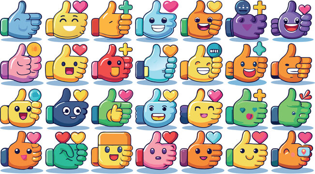 Thumbs up emoticon 3D icons
