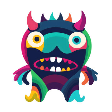Clown monster character design for t-shirt, transparent background, Ai generated Images