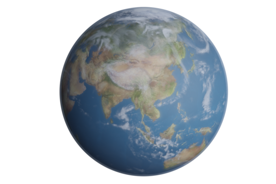 Earth on transparent background_ Asia