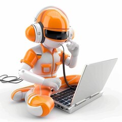 3d man online support and maintenance, isolated on white background. Generative AI