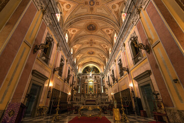 Interior of Our Lady of Grace Cathedral in Belem City - obrazy, fototapety, plakaty