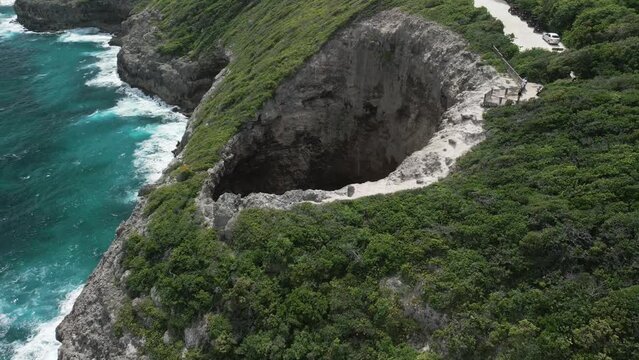 Aerial video over Gueule Grand Gouffre in Marie Galante