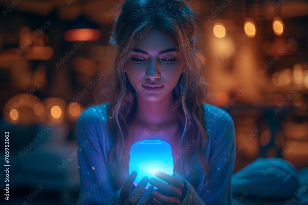 Aufkleber a virtual assistant responding to voice commands, showcasing the convenience of smart voice recognit