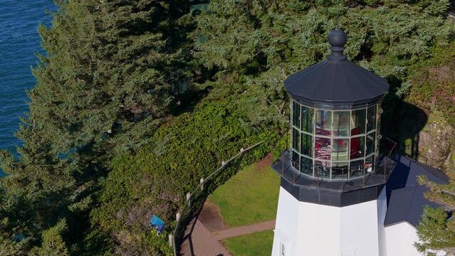 Cape Meares Lighthouse Three Arch Rocks Oceanside Oregon Coast Drone Video 10
