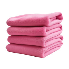 Stack of pink towels isolated on transparent or white background, png