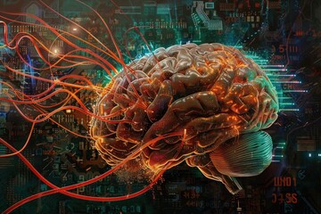 Glowing Brain Circuitry And Data Flow Artificial Intelligence Concept Illustration