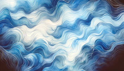 Azure Serenity Waves - obrazy, fototapety, plakaty