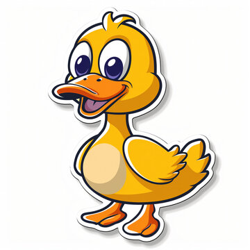 Cute Cartoon Duck Sticker, Generative AI
