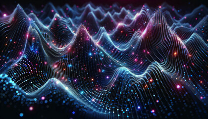 dynamic image of a digital wave pattern, representing a concept of virtual connectivity or futuristic data stream.