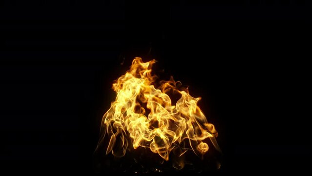 Small fireplace fire in slow motion - 60fps 4K Pro Res with alpha pass
