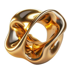 3d realistic golden metal shape isolated on white or transparent background