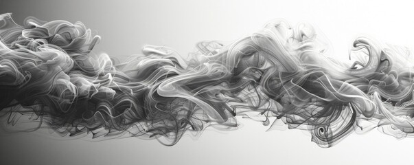 Elegant Abstraction: Black smoke silhouettes on a white background in a unique graphic image