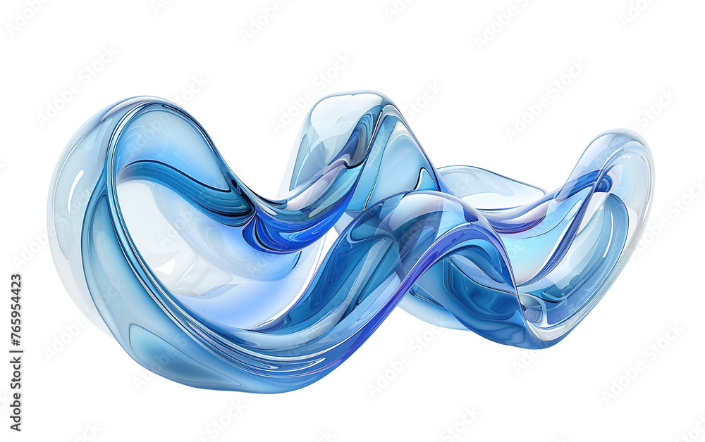 Wall mural 3d glass of abstract shape in the form of a wave isolated on white or transparent background