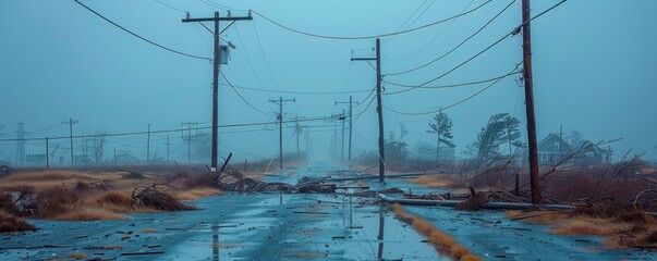 Tangled power lines after a devastating storm