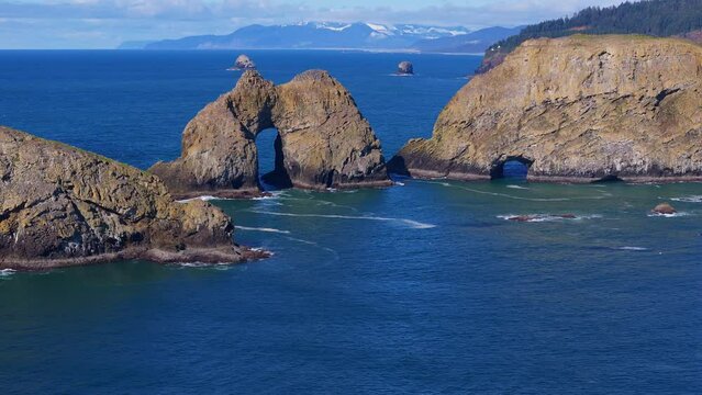 Cape Meares Lighthouse Three Arch Rocks Oceanside Oregon Coast Drone Video 2