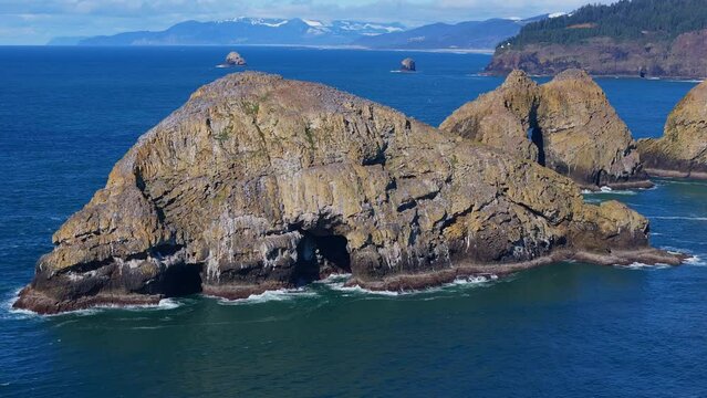 Cape Meares Lighthouse Three Arch Rocks Oceanside Oregon Coast Drone Video 1