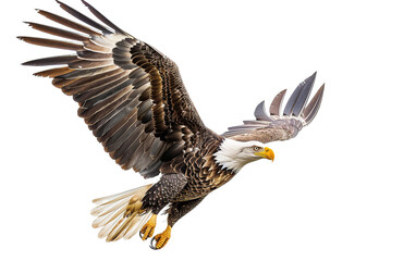 American bald eagle isolated on white or transparent background