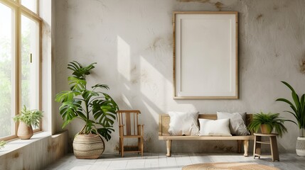 Modern Interior Mockup Frame with Eco-Friendly Decor