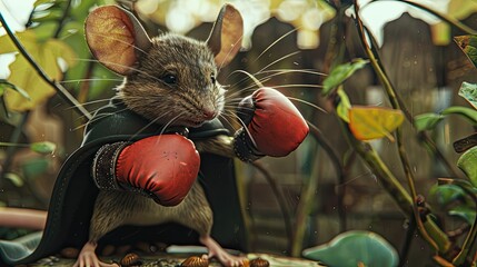 poster of a rat wearing boxing gloves