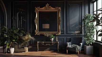 Fusion of Classic and Contemporary: Elegant Interior Mockup with Decor